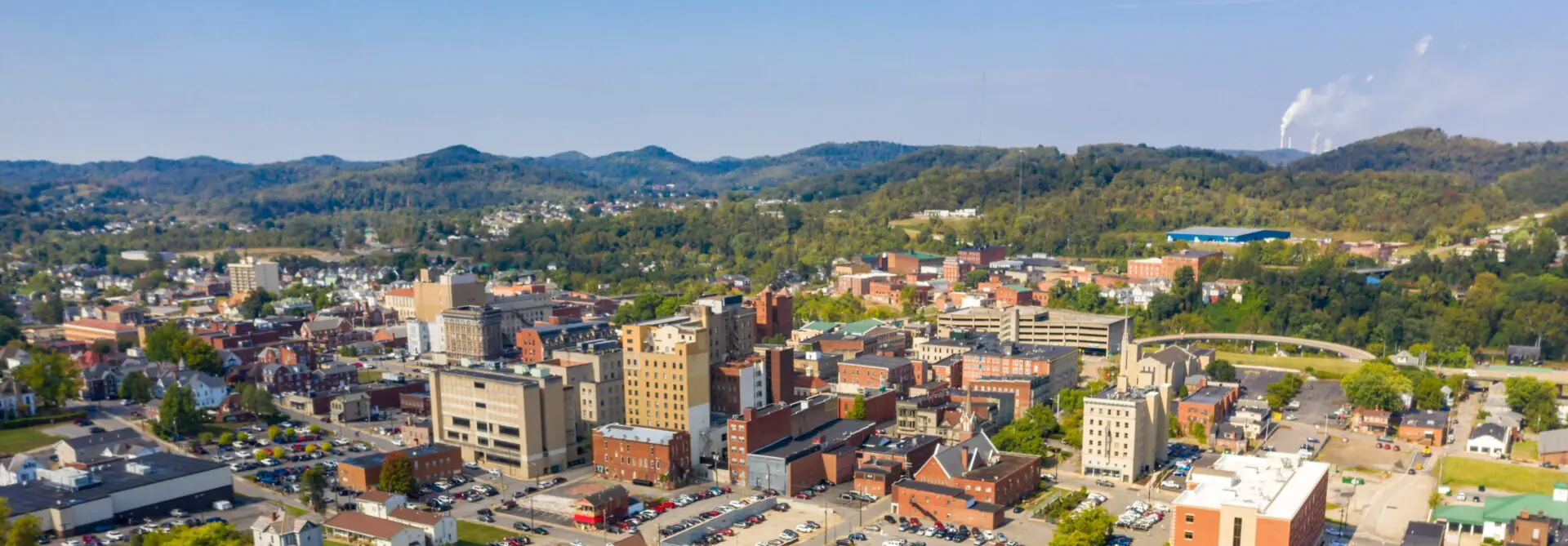 Downtown area surrounded by mountains