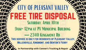 "FREE" Tire Disposal Day - City Hall Parking Lot @ City of Pleasant Valley
