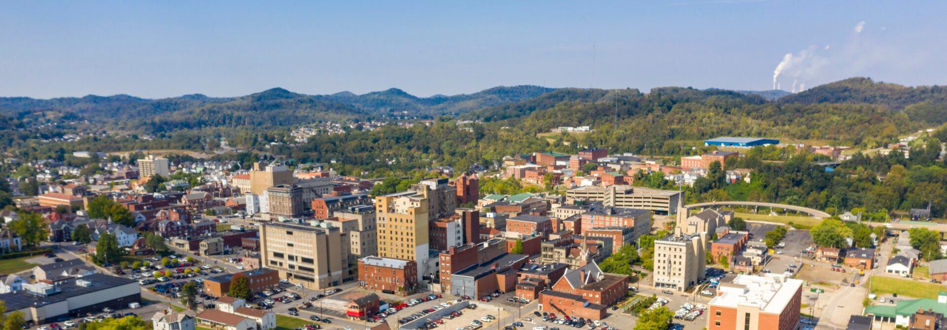 Downtown area surrounded by mountains
